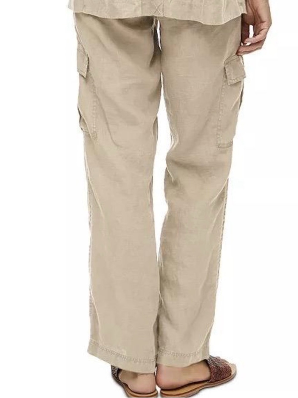 Women’s Lightweight Michael Stars Cargo Pants in Beige 100 percent linen L
